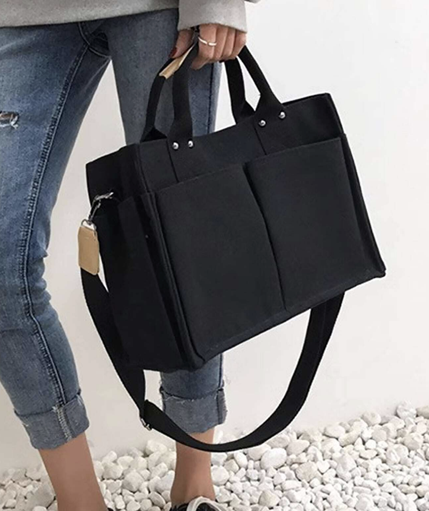 Canvas Tote Shoulder Bag – Convertible Crossbody Bag for Everyday Use