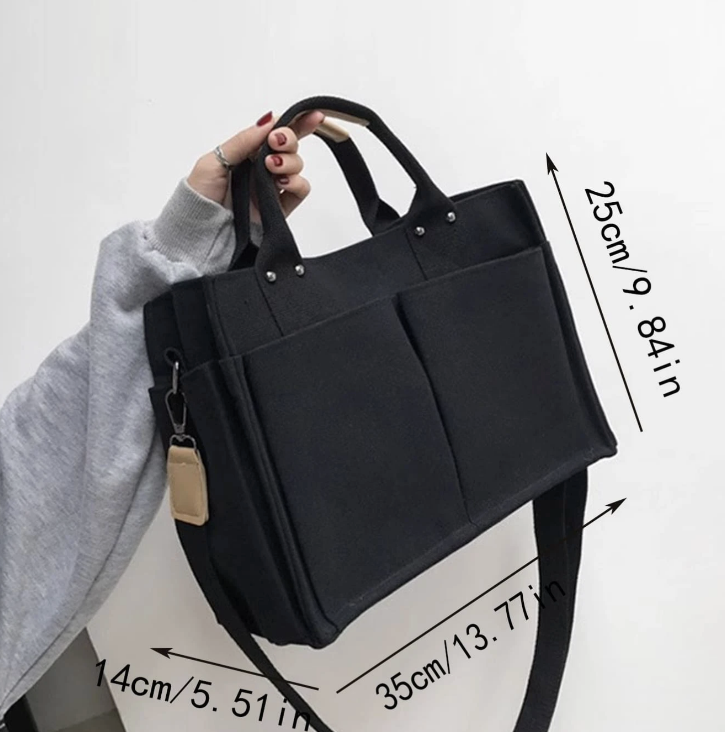 Canvas Tote Shoulder Bag – Convertible Crossbody Bag for Everyday Use