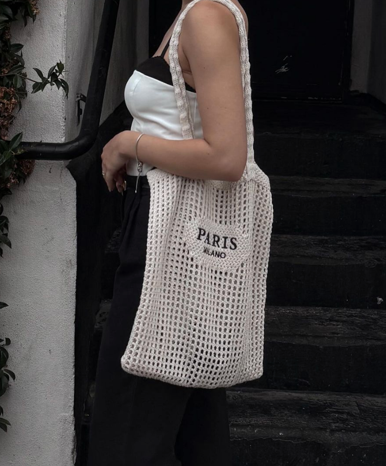 Paris Crochet Tote Bag, Milano Knit Tote Bag