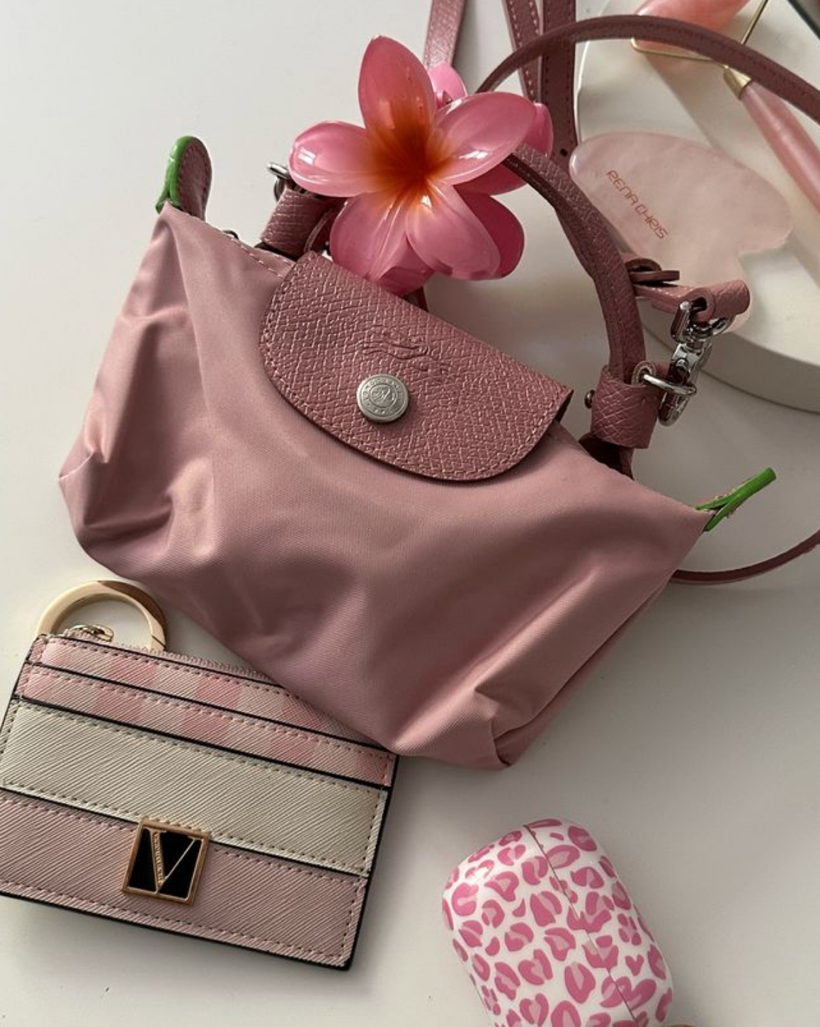 Handle Mini Pouch Bag with Strap, Small Crossbody Shoulder Purse for Women (Pink)