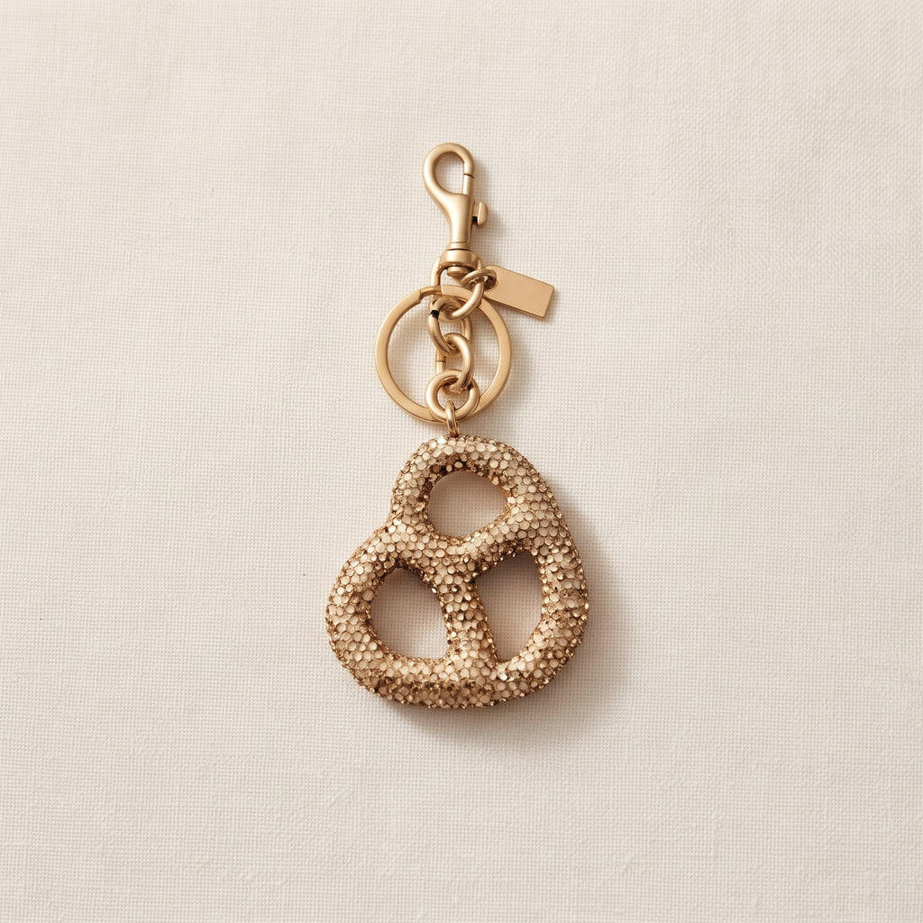 Rhinestone Pretzel Bag Charm Keychain – Sparkly Purse & Handbag Accessory
