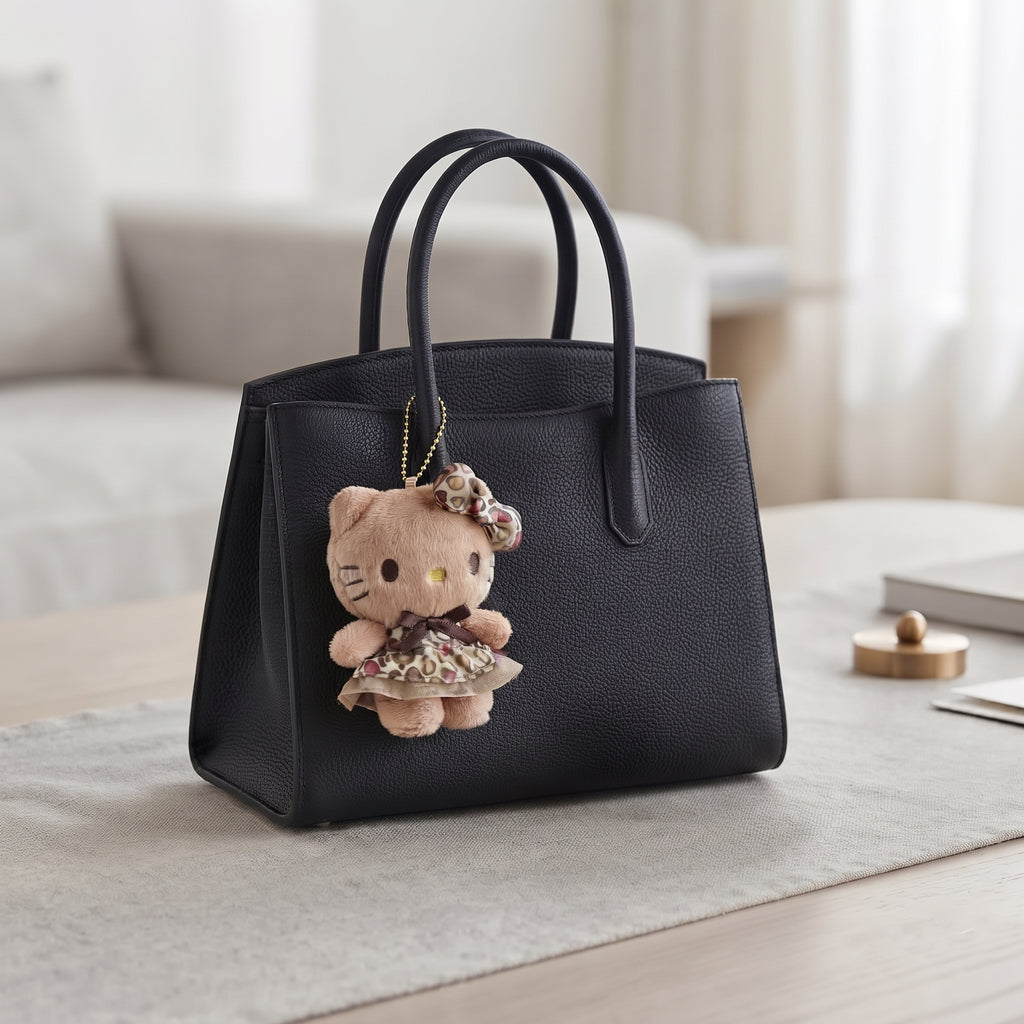 Sanrio Hello Kitty Leopard Plush Keychain – Cheetah Print Y2K Gyaru Bag Charm