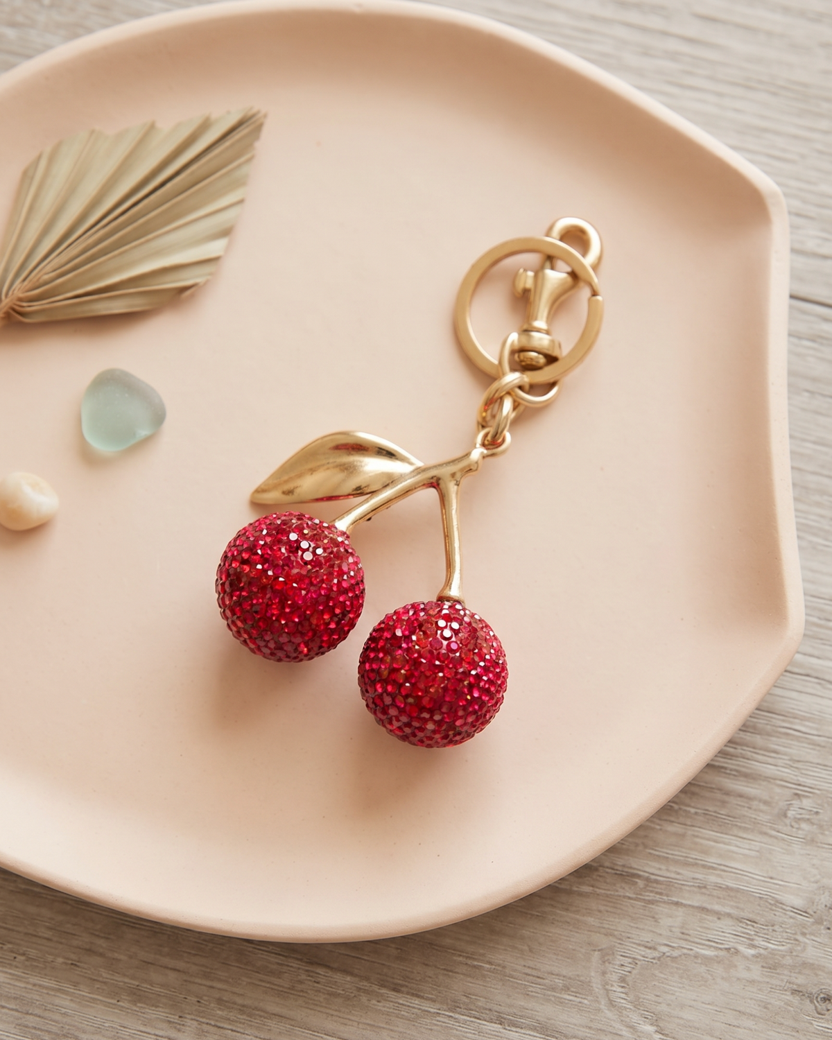 Rhinestone Cherry Bag Charm Keychain – Sparkly Crystal Purse & Handbag Accessory