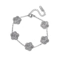 18k Gold Plated Five Petal Clover Bracelet, Trendy Adjustable Chain, Dainty Stainless Steel Five Leaf Clover Jewelry for Women