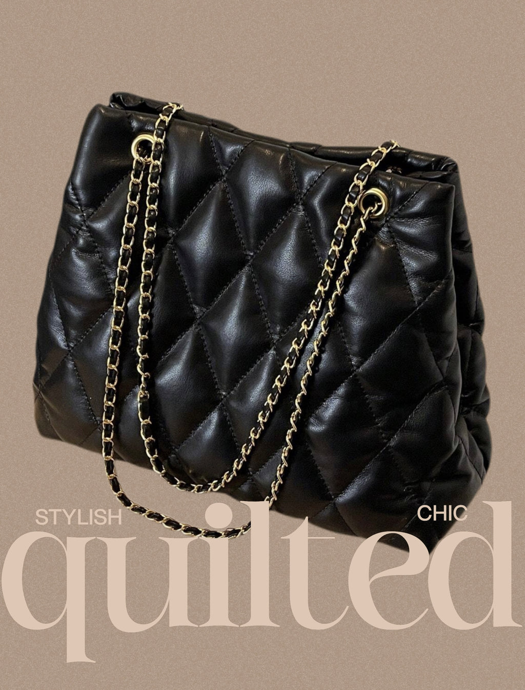 Quilted Chain Shoulder Bag, PU Leather Cushion Quilted Chain Shoulder Bag
