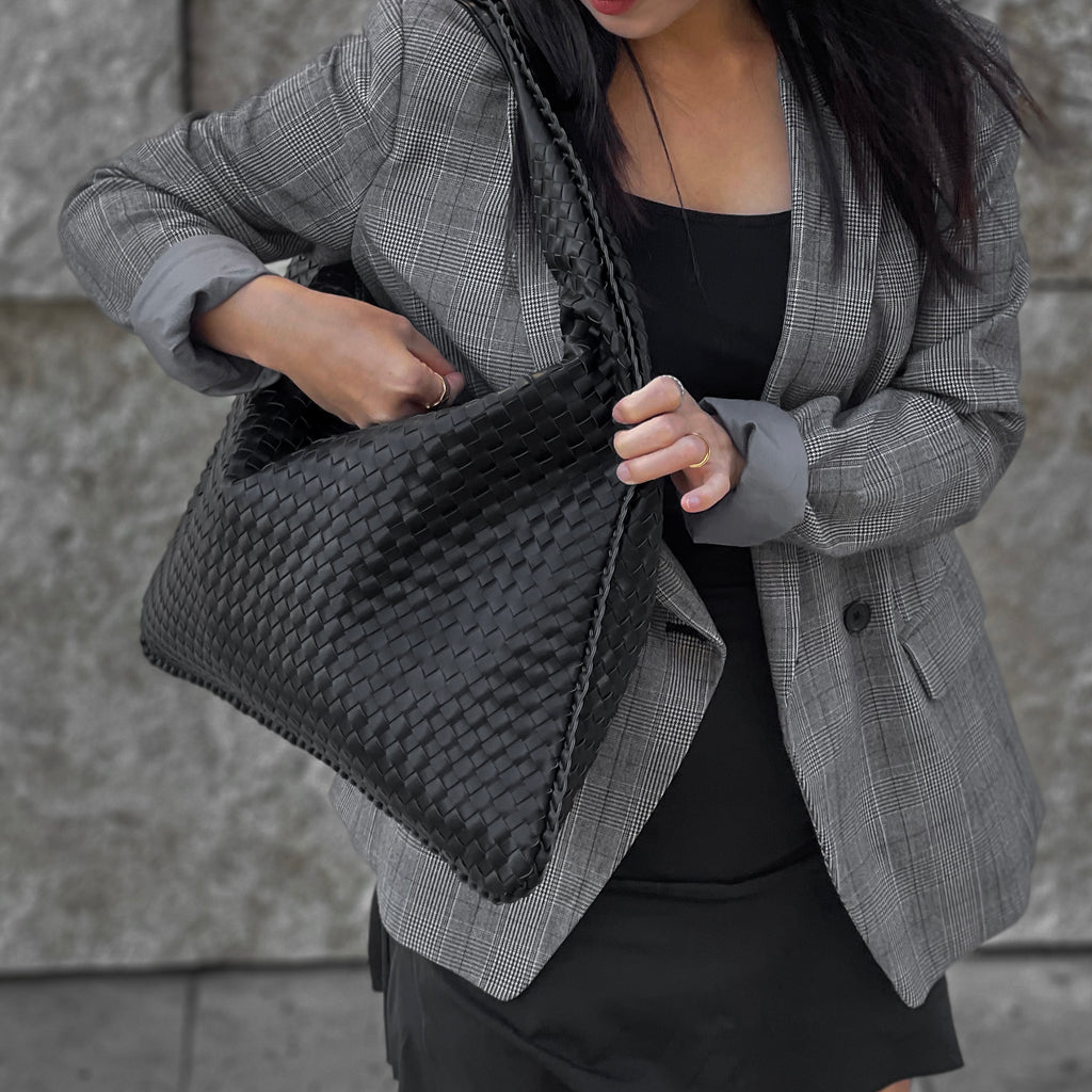 Vegan Leather Woven Hobo Bag, Braided Handbag, Woven Shoulder Bag