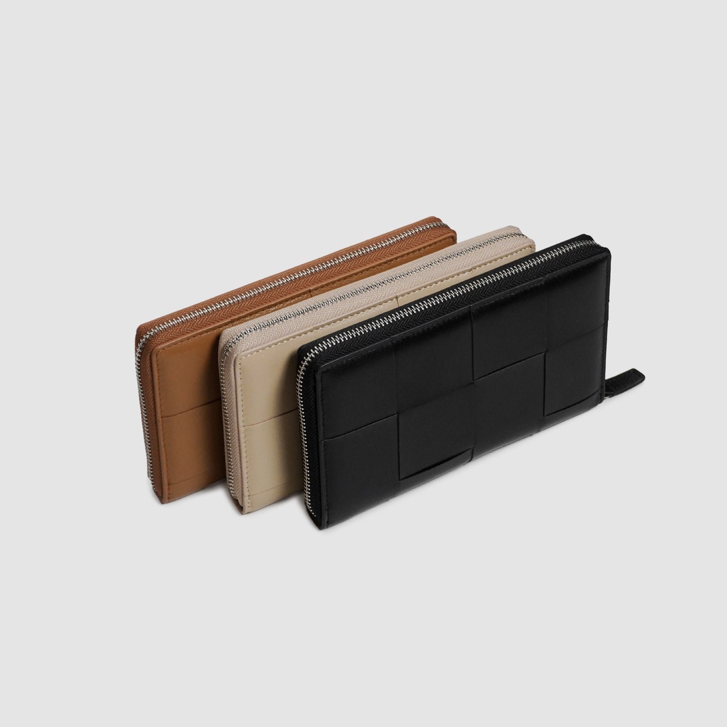 Genuine Leather Woven Zip Around Wallet, Sheepskin Braided Long Wallet for Women, Luxury Clutch