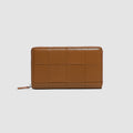 Genuine Leather Woven Zip Around Wallet, Sheepskin Braided Long Wallet for Women, Luxury Clutch