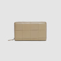 Genuine Leather Woven Zip Around Wallet, Sheepskin Braided Long Wallet for Women, Luxury Clutch