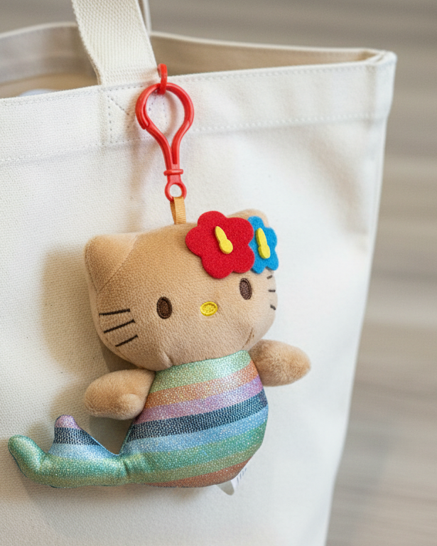 Sanrio Hello Kitty Hawaii Edition Mermaid Plush Keychain 4.5” – Cute Hawaiian Kawaii Bag Charm Gift