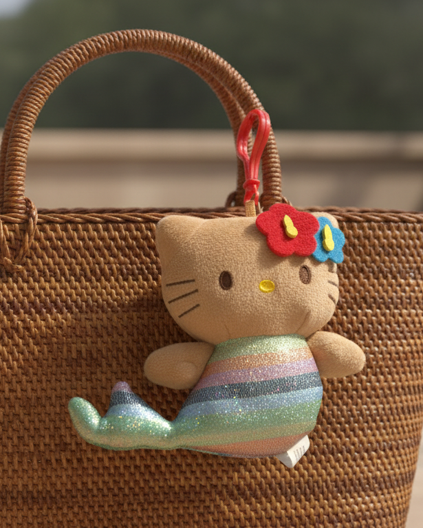 Sanrio Hello Kitty Hawaii Edition Mermaid Plush Keychain 4.5” – Cute Hawaiian Kawaii Bag Charm Gift