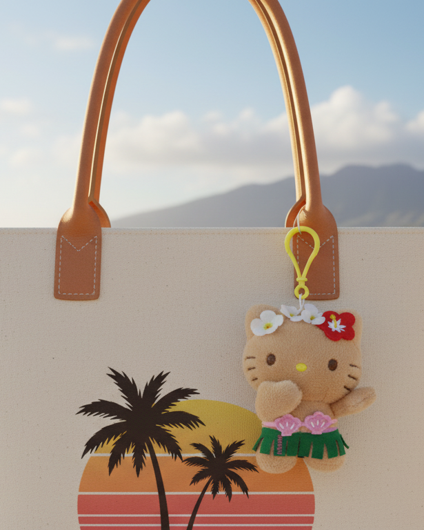 Hello Kitty Hawaii Edition Keychain – Cute Sanrio Hawaiian Keyring Bag Charm Souvenir Gift