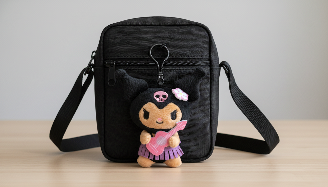 Sanrio Kuromi Hawaii Limited Edition Ukulele Plush Keychain 5” – Cute Kawaii Hawaiian Bag Charm Gift
