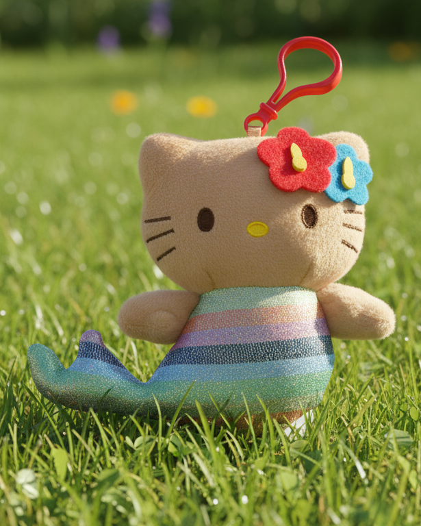 Sanrio Hello Kitty Hawaii Edition Mermaid Plush Keychain 4.5” – Cute Hawaiian Kawaii Bag Charm Gift