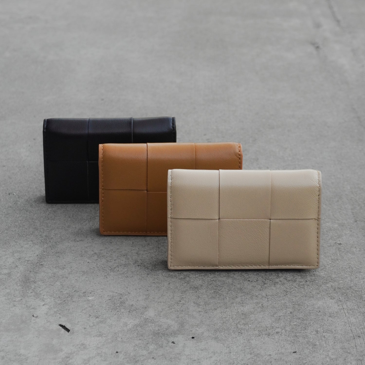 Leather Woven Card Holder, Minimalist Genuine Leather Wallet