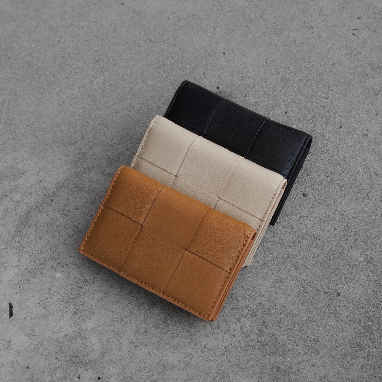 Leather Woven Card Holder, Minimalist Genuine Leather Wallet