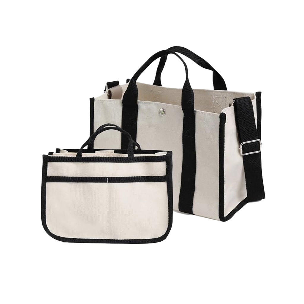 Canvas Shoulder Crossbody Bag with Inner Insert – Versatile & Organized Everyday Tote