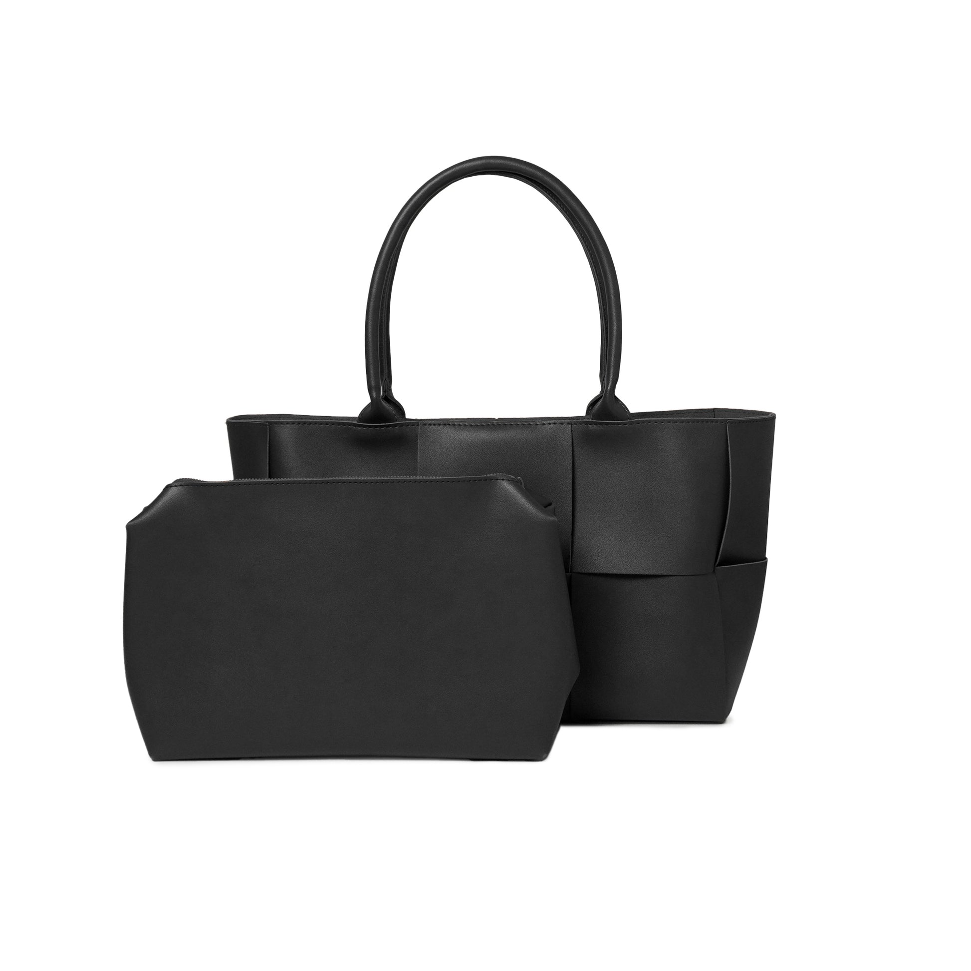 Woven Shoulder Bag with Pouch Inside, Minimalist PU Leather Adjustable Strap Bags