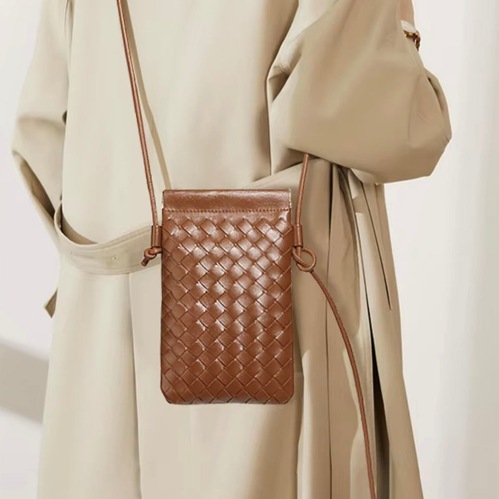 Mini Woven Crossbody Bags for Women, Trendy Vegan Leather Shoulder Bag