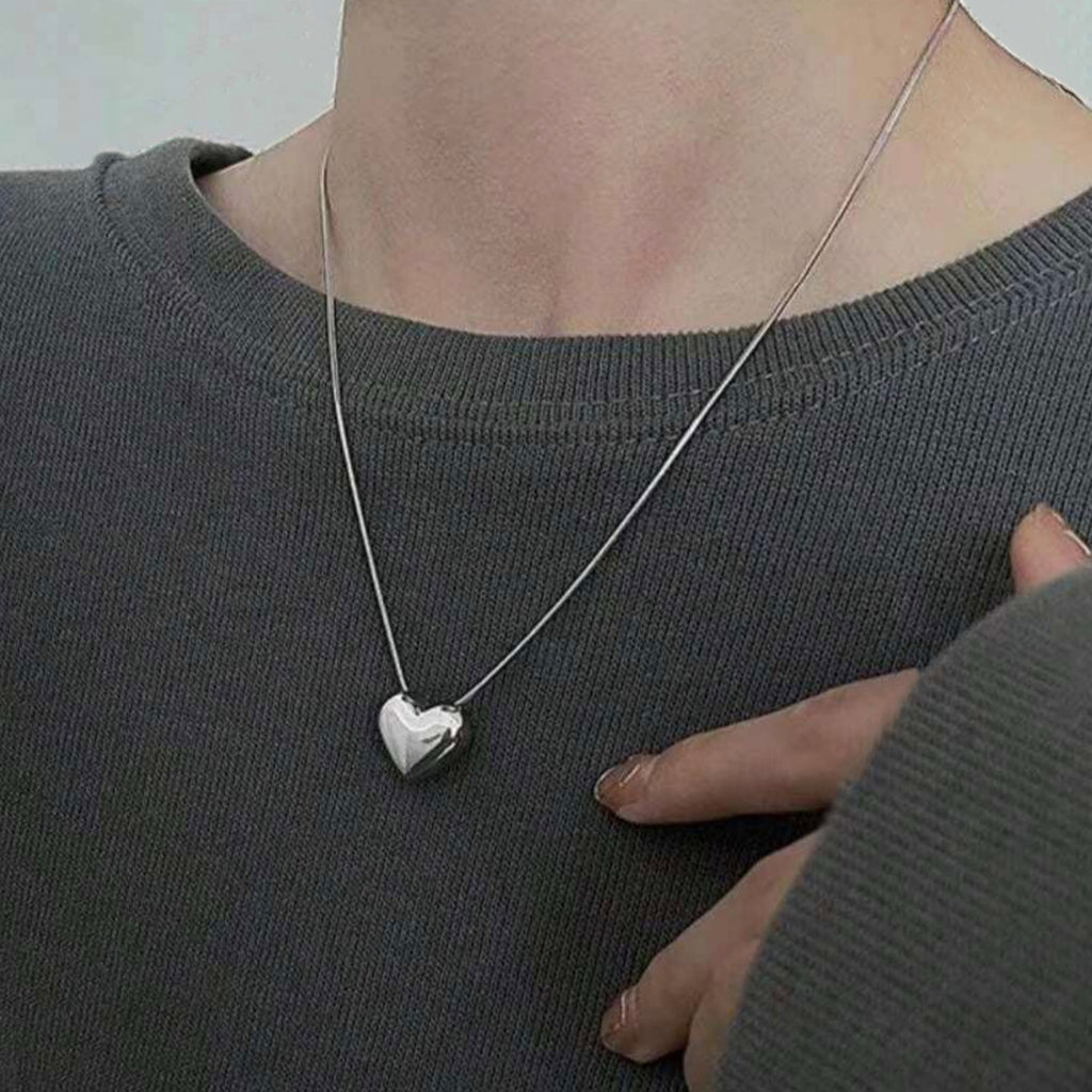 Trendy (Solid)♥ 925 Sterling Silver Heart Necklace