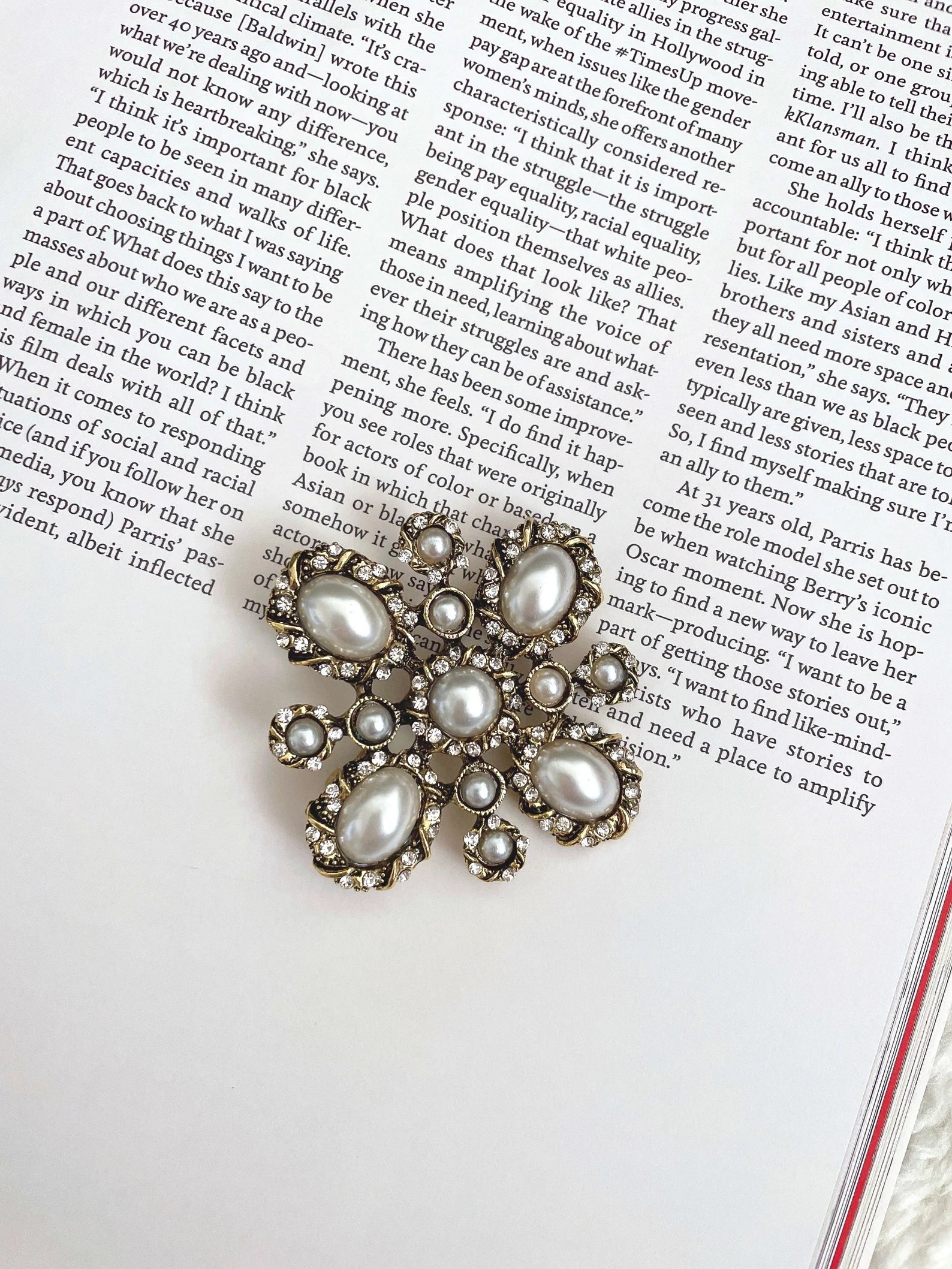 Vintage Style Pearl Brooch