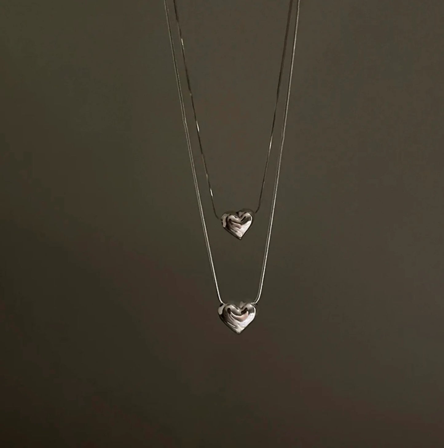 Trendy (Solid)♥ 925 Sterling Silver Heart Necklace (Small)