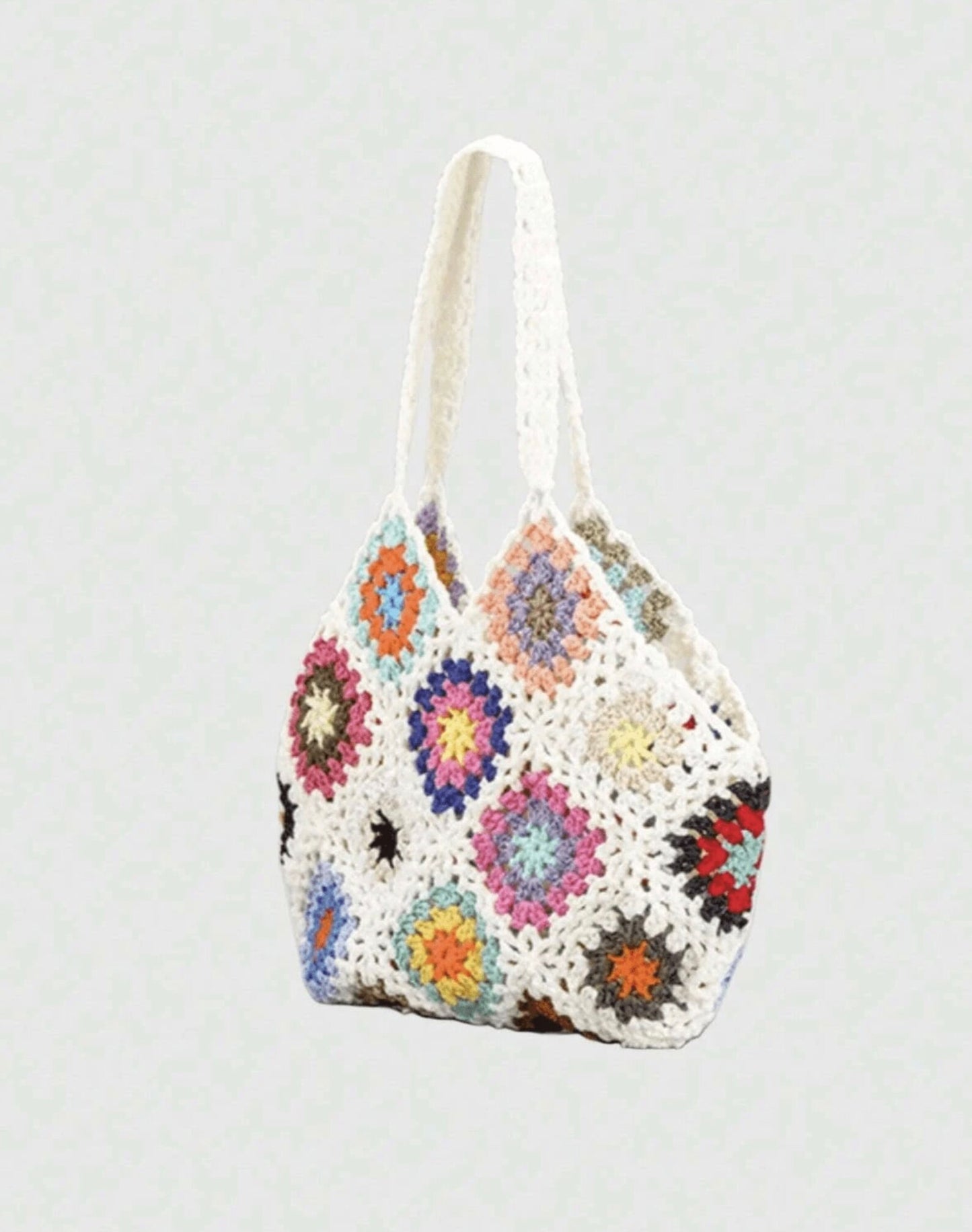 Crochet Floral Tote Bag