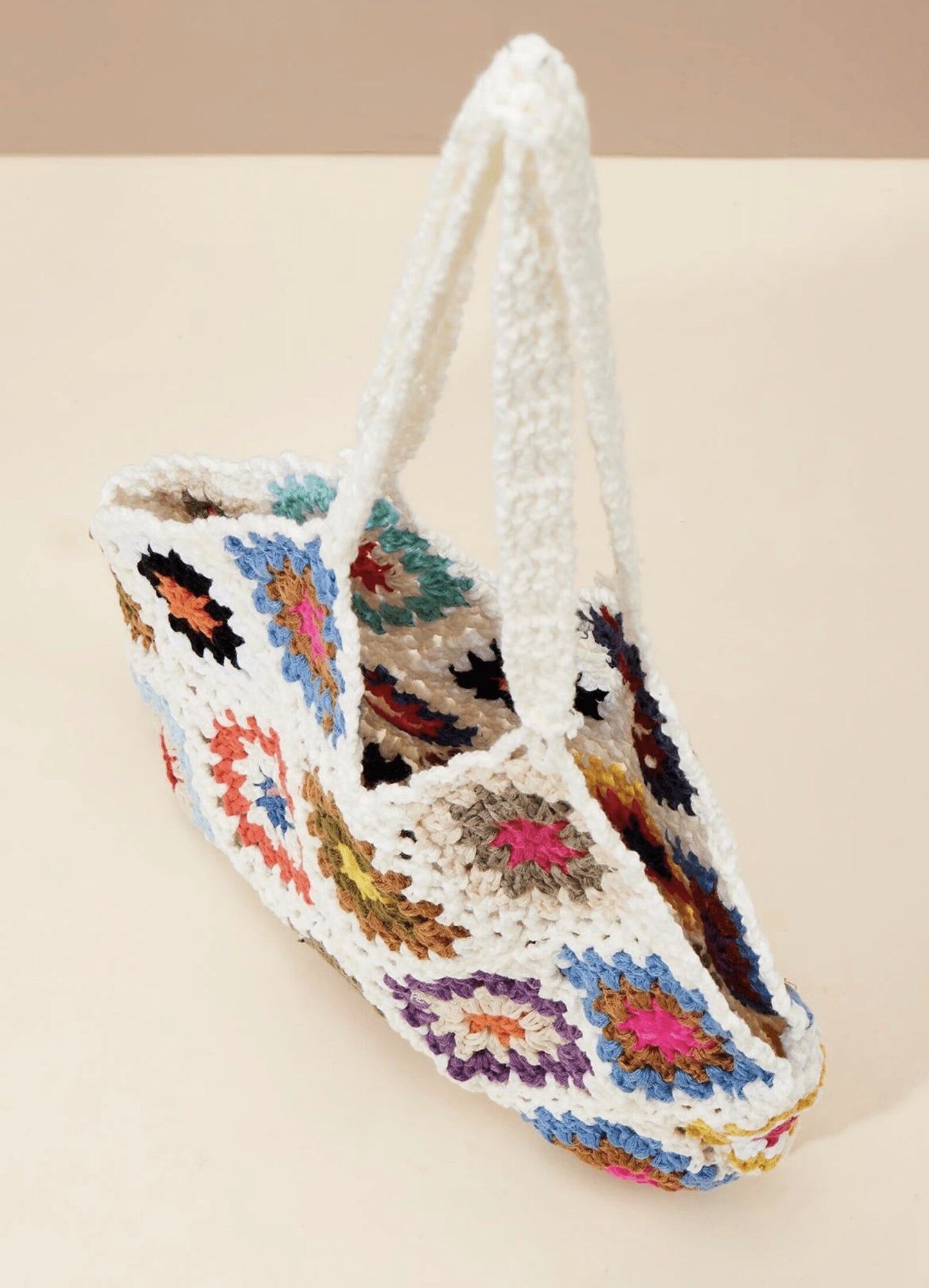 Crochet Floral Tote Bag