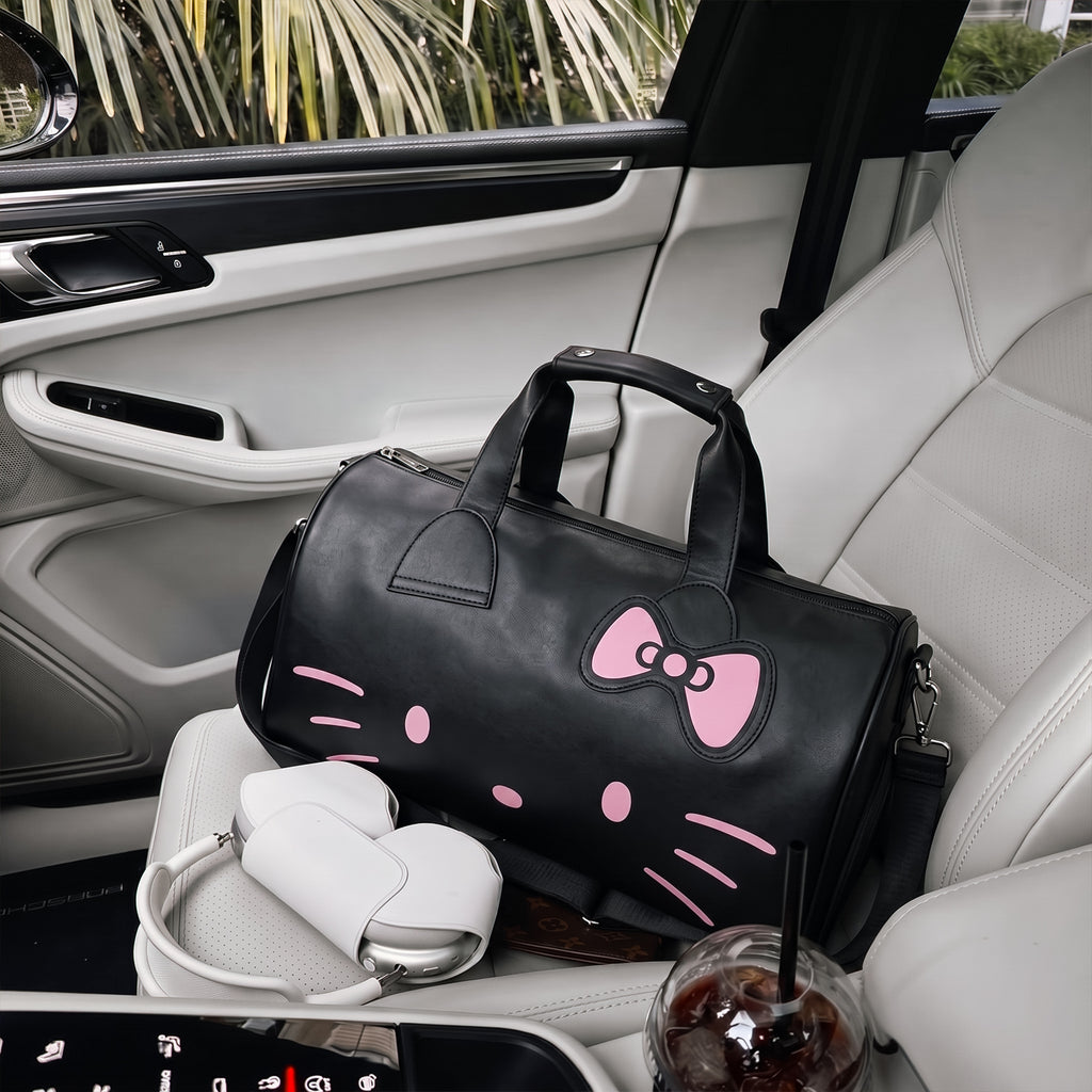 Sanrio Hello Kitty Black Duffle Bag – Lightweight Travel Carry-On Weekender Overnight Tote