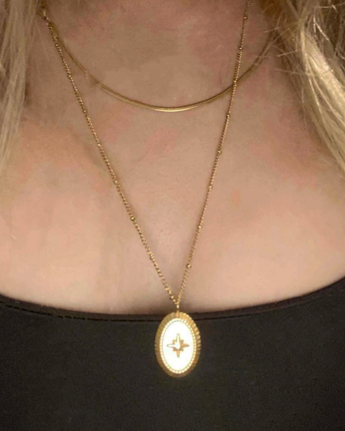 Dainty Star Pendant Necklace, 18K Gold Plated Double Layer Chain, 16-22 Inch Adjustable Length, Stainless Steel Minimalist Jewelry