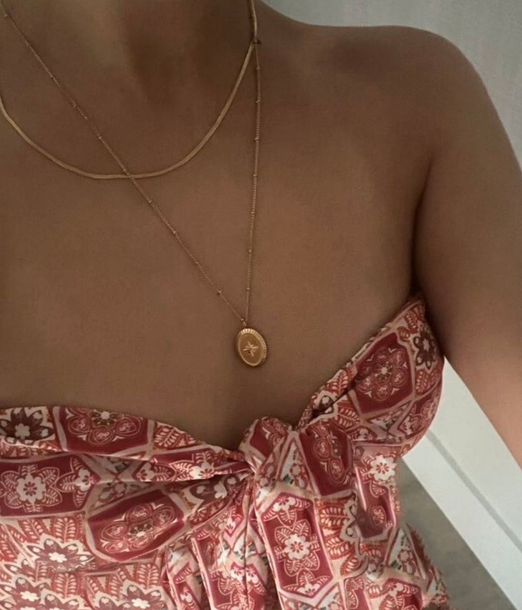 Dainty Star Pendant Necklace, 18K Gold Plated Double Layer Chain, 16-22 Inch Adjustable Length, Stainless Steel Minimalist Jewelry