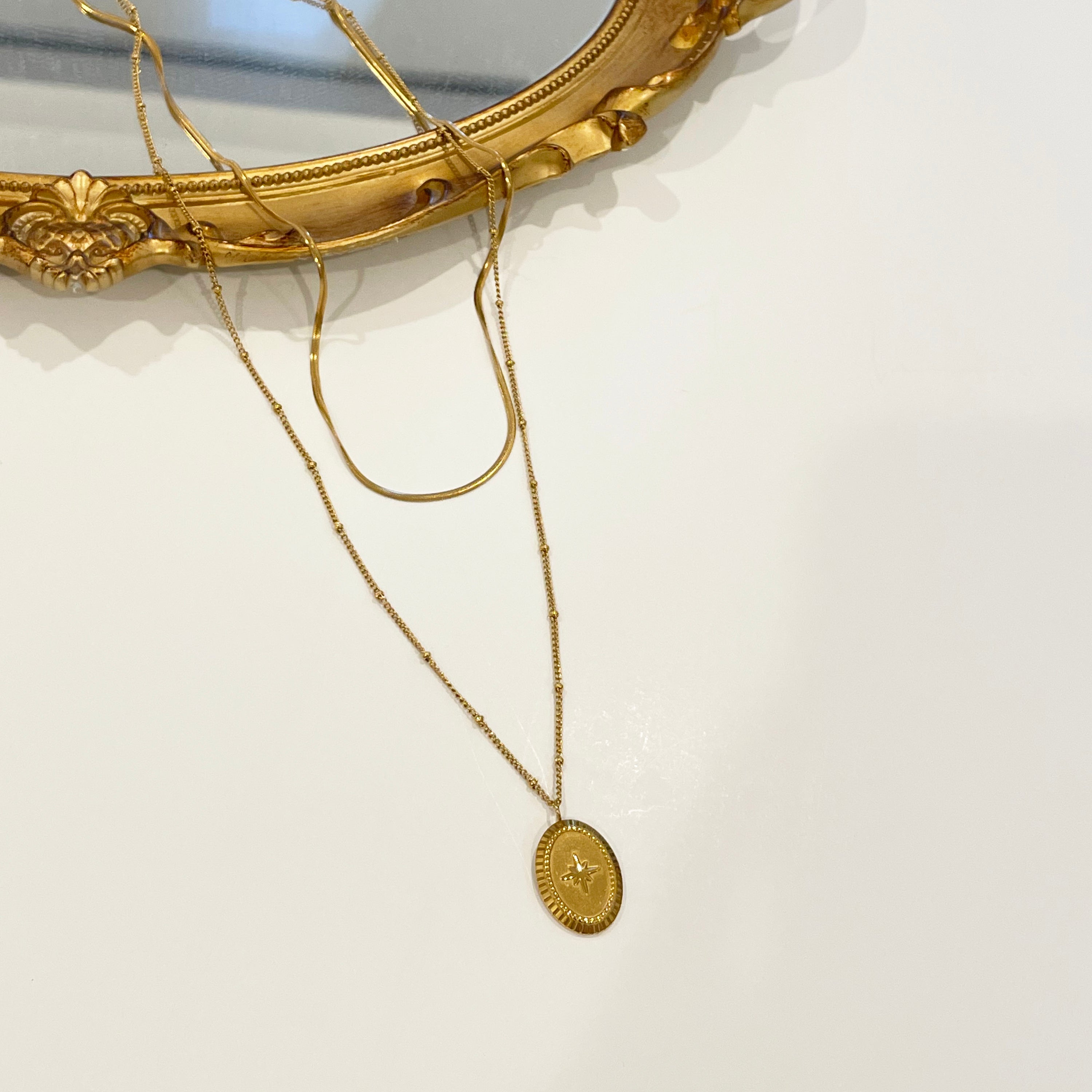 Dainty Star Pendant Necklace, 18K Gold Plated Double Layer Chain, 16-22 Inch Adjustable Length, Stainless Steel Minimalist Jewelry