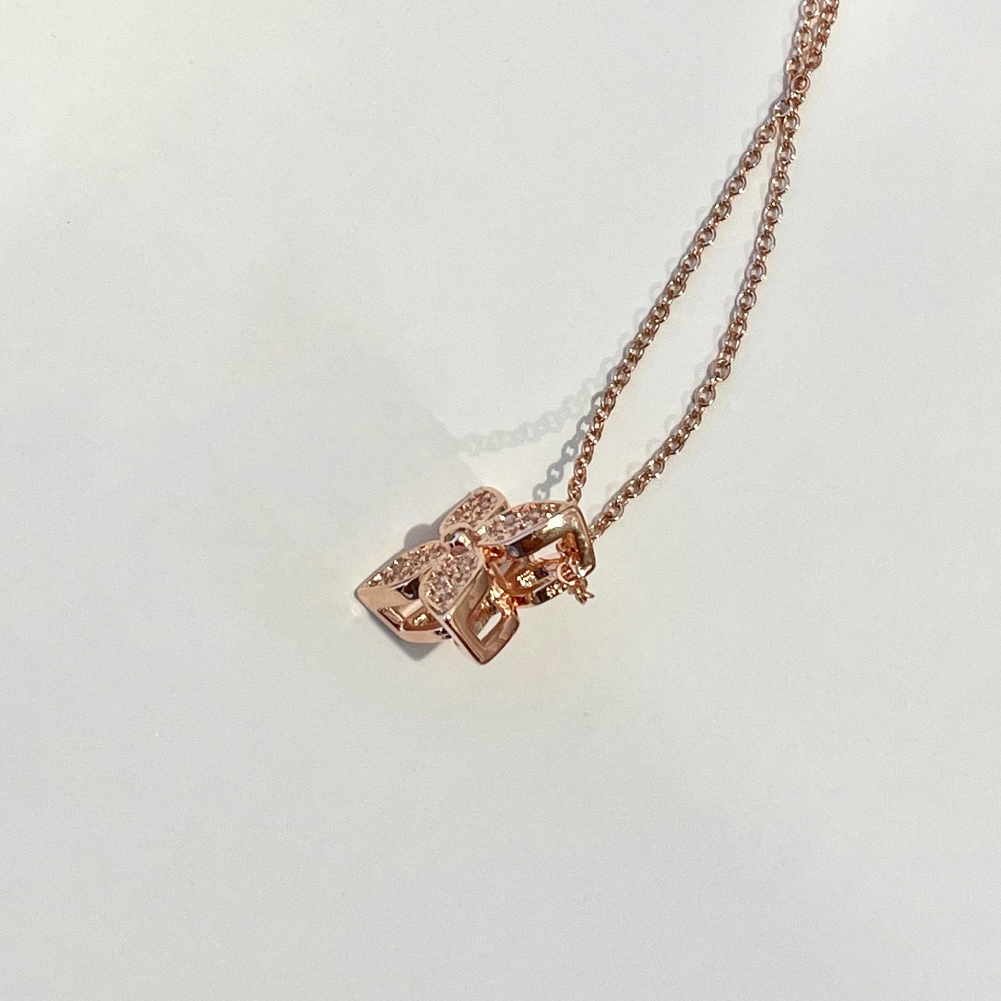 925 Sterling Silver Four-Leaf Clover Necklace, Pave Four Petal Lucky Charm Pendant