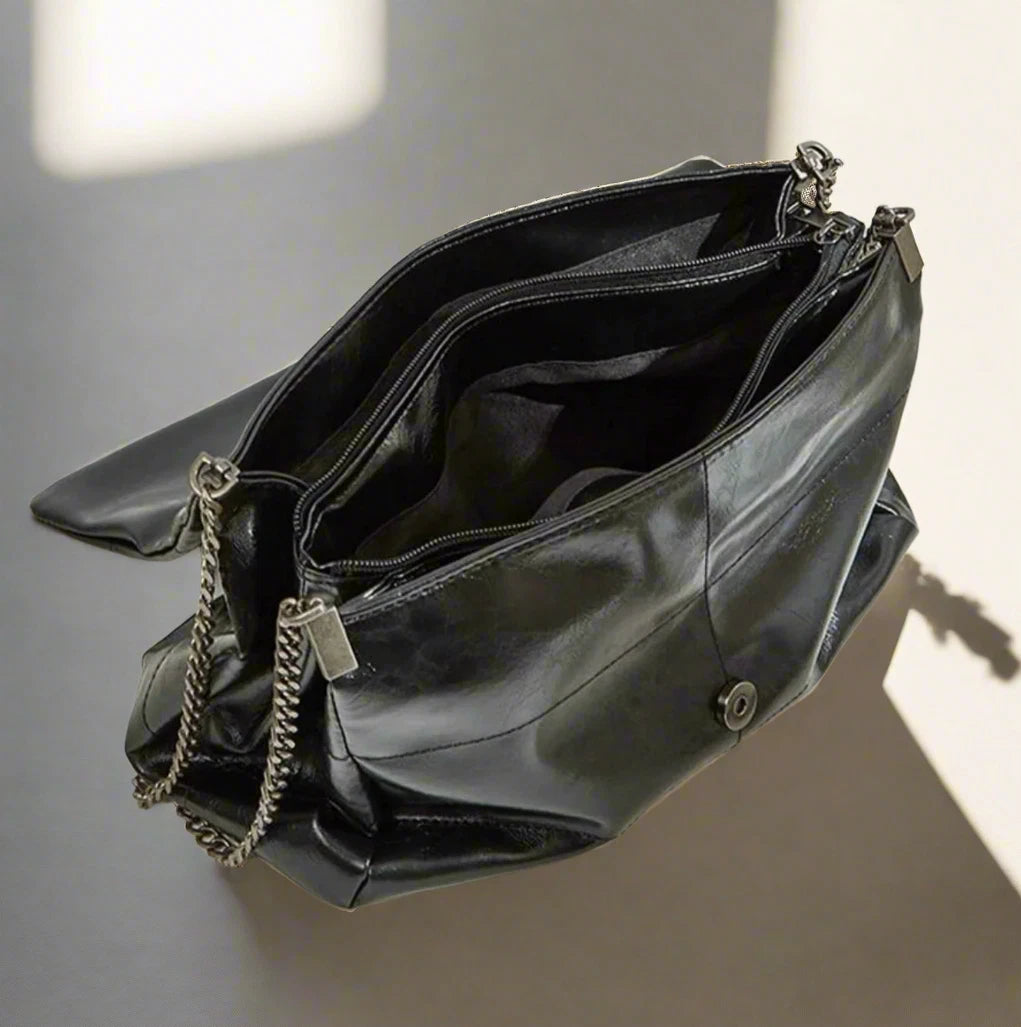 Vegan Leather Shoulder Bag for Women – Minimalist Flap Chain Rectangular Purse