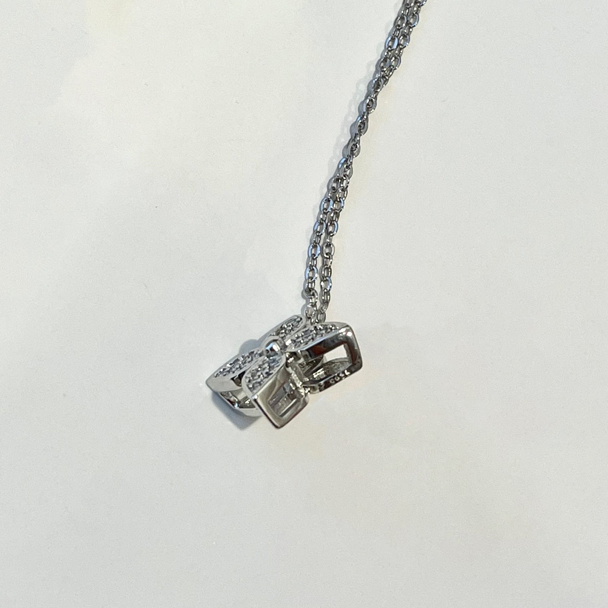925 Sterling Silver Four-Leaf Clover Necklace, Pave Four Petal Lucky Charm Pendant