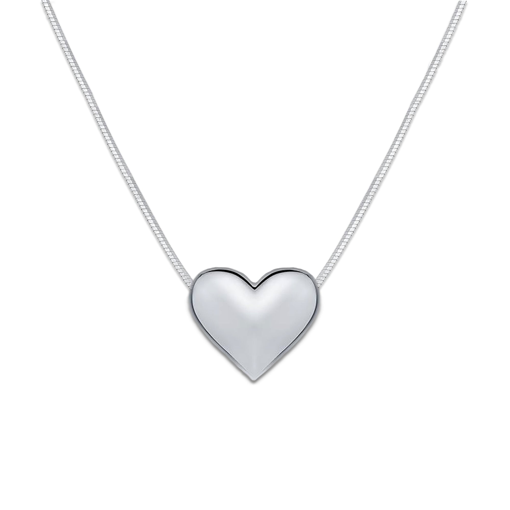 Trendy (Solid)♥ 925 Sterling Silver Heart Necklace