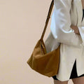 Genuine Leather Suede Shoulder Bag, 2-in-1 Dual-Texture Crossbody