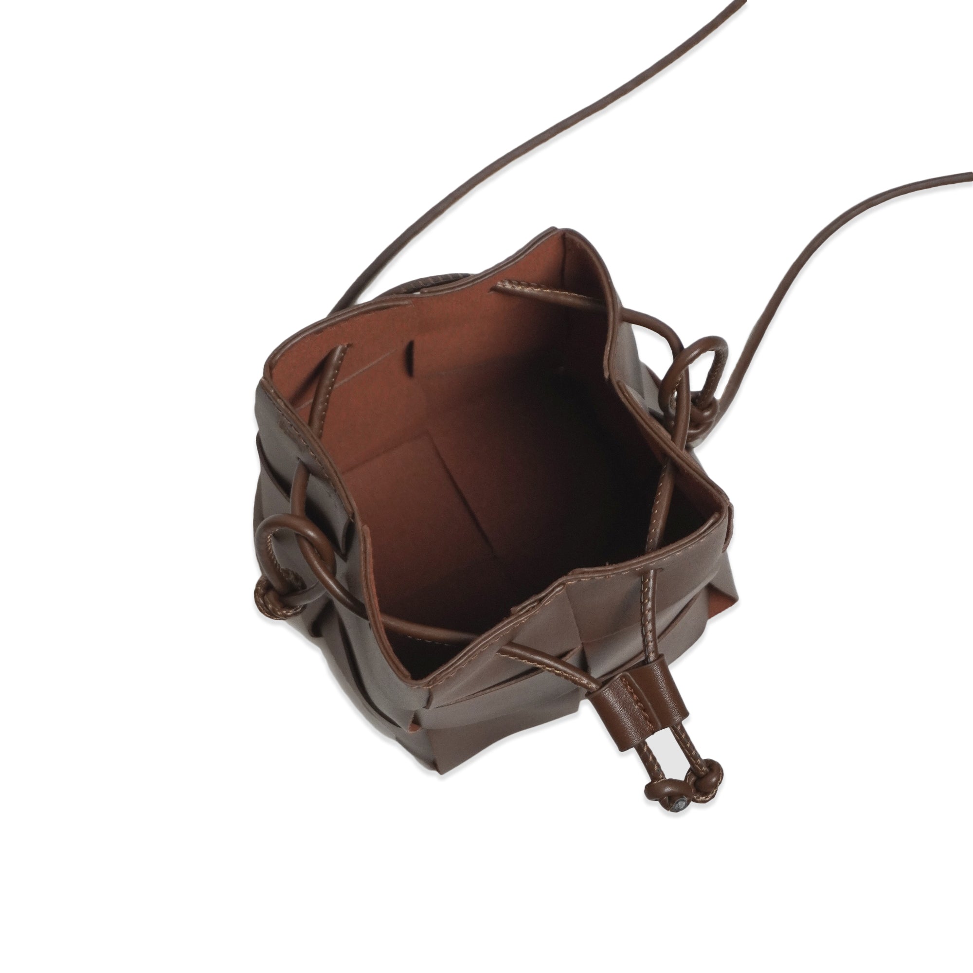 Woven Vegan Leather Pouch Crossbody Bag, Braided Bucket Shoulder Bag