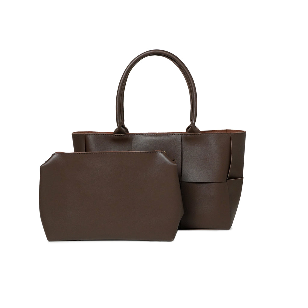 Woven Shoulder Bag with Pouch Inside, Minimalist PU Leather Adjustable Strap Bags